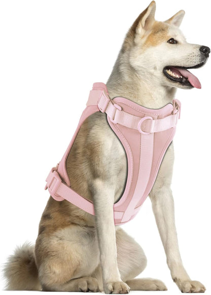 Wisedog No Pull Lightweight Dog Vest Harness with Soft and Comfortable Cushion, Breathable Mesh, for Small Medium Large Dogs Walking (L(Neck: 16.15"-20.86";Chest: 24.02"-38.19"), Gossamer Pink)