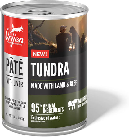 ORIJEN Pate Wet Dog Food Tundra Recipe with Liver 12.8oz Cans (12 Count)