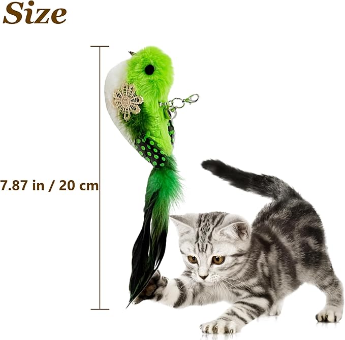 Cat Feather Toy Bird Refills, 12 Pieces Cat Wand Attachments Feather Bird Toy for Indoor Cats