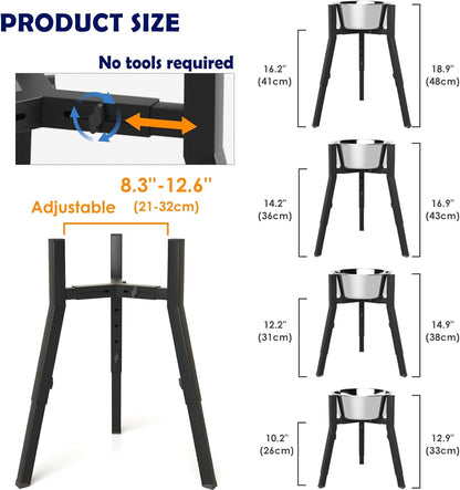 Elevated Dog Bowl Stand for Large Dogs, Adjustable Height & Width,Single Raised Dog Food Water Holder,Bowl Not Included