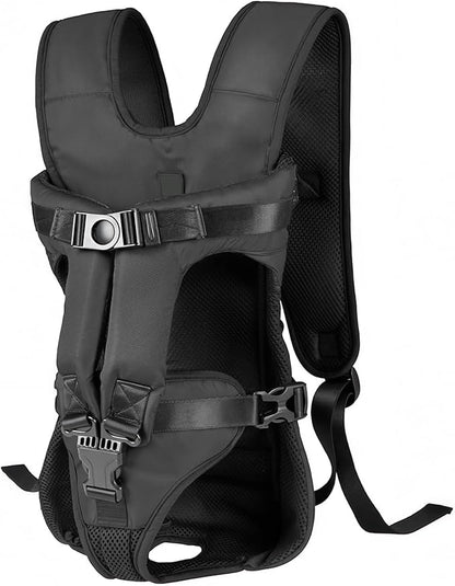 Dog Backpack Carrier, Legs-Out Front Carrier for Small Dogs 5-10 Lbs, Adjustable Breathable Front Carrier for Hiking, Cycling, Travel (Black, Small)