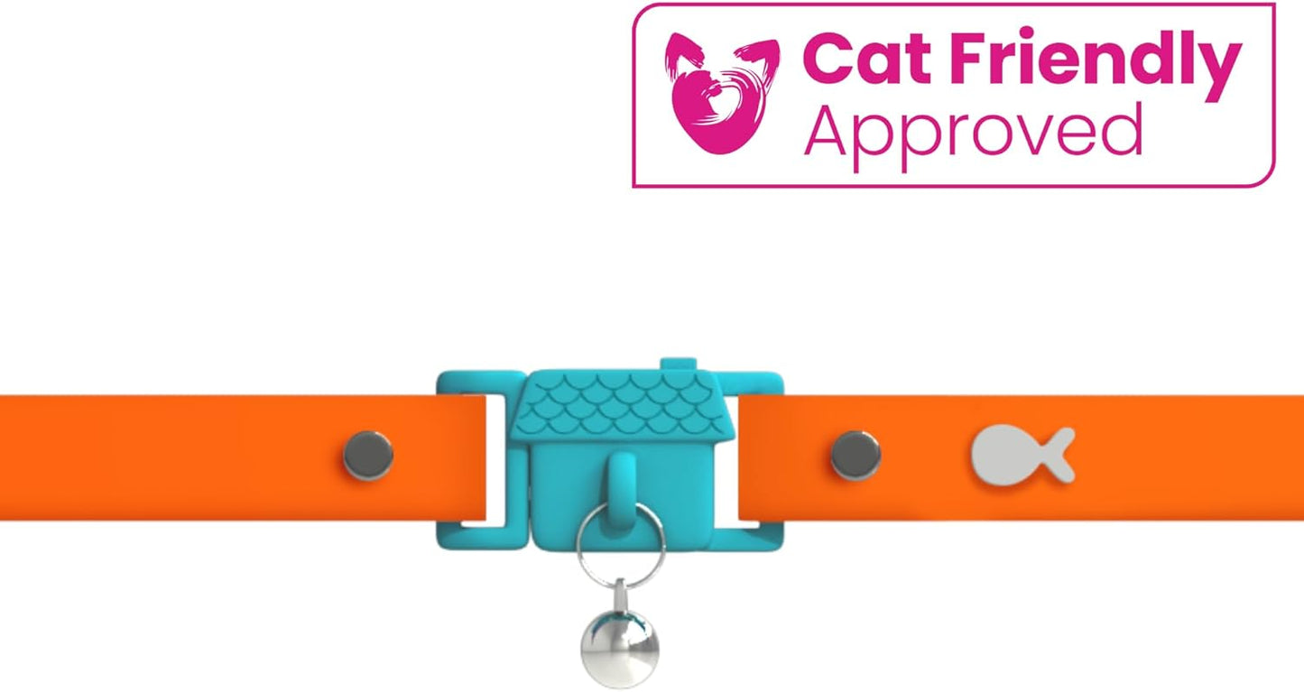 Kittyrama Tangerine Cat Collar with Bell. Cat Friendly Award Winner. Approved by Vets and Cat Experts. Breakaway Cat Collars Quick Release. Kitten Collar. Won't Rub Fur. Lightweight, Soft & Comfy