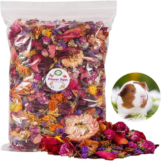 DZWLKJ Natural Flower & Herb for Hamster Bedding, 10.5oz Soft Green Herbs Hamster Forage for Habitat Decor, Guinea Pig Bedding Odor Control for Bunny, Rabbit, Gerbil, Mouse or Other Small Animal