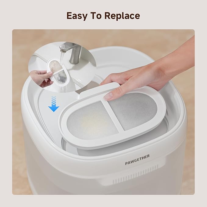 PAWGETHER® 3Pcs Cat Water Fountain Filter Compatible with 67oz/2L Dog Water Fountain P3/P3s/P3SU Pet WaterFountain Replacement Filter