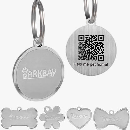 Dog Tags Personalized for Pets,Dog Name Tags QR Code,No Subscription Fees,Modifiable Pet Online Profile,Stainless Steel,No App Required,for Dogs and Cats Small,Medium,Large(Round,Regular)