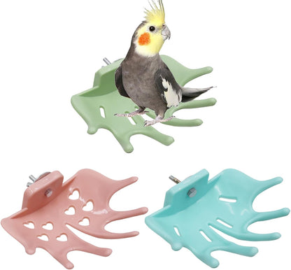 3 Pack Bird Cage Accessories, Multicolor Plastic Bird Perch with Branches, Bird Perches for Cage, Standing Platform for Budgies, Lovebirds, Cockatiels, Small to Medium Birds