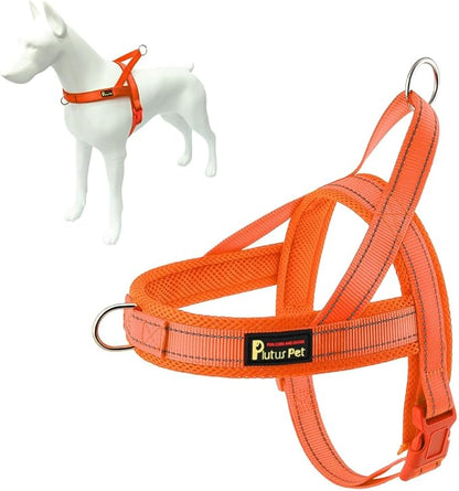 Plutus Pet No Pull Dog Harness with Breathable Mesh Padded, Adjustable Reflective Escape Proof Dog Harness, Quick Fit Dog Vest Harness for Small Medium Large Dogs(XL, Orange)