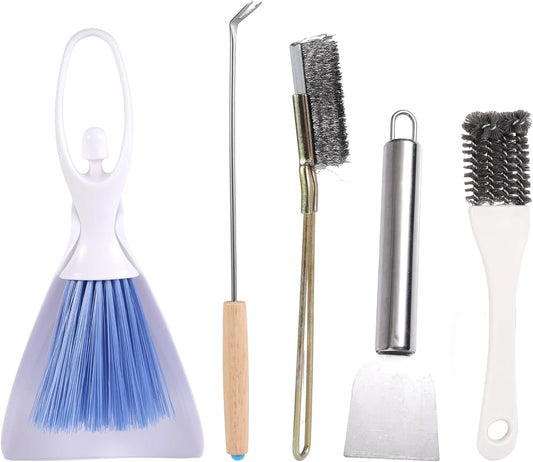 5pcs Bird Cage Cleaner Set, Stainless Steel Bird Cage Cleaning Brush Brushes Small Animal Dropping Remover & Scraper Tools for Parakeet Rabbit Hamster Guinea Pig Pet Lovers Accessories Products