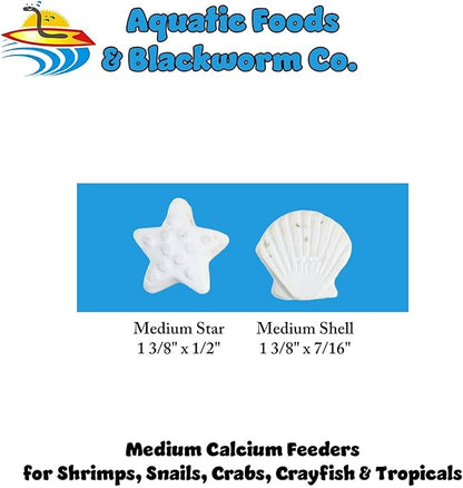 Aquatic Foods Inc. Medium Size Calcium Feeder Stars & Shells for Shrimp, Snails, Crabs, Crayfish, Hermit Crabs and All Tropical Fish…250 Count Jar
