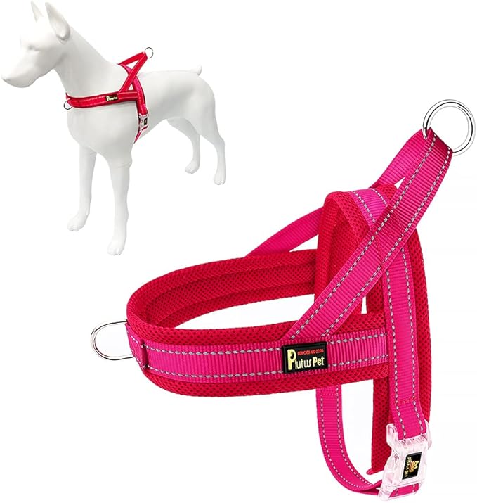 Plutus Pet No Pull Dog Harness with Breathable Mesh Padded, Adjustable Reflective Escape Proof Dog Harness, Quick Fit Dog Vest Harness for Small Medium Large Dogs(L, Pink)