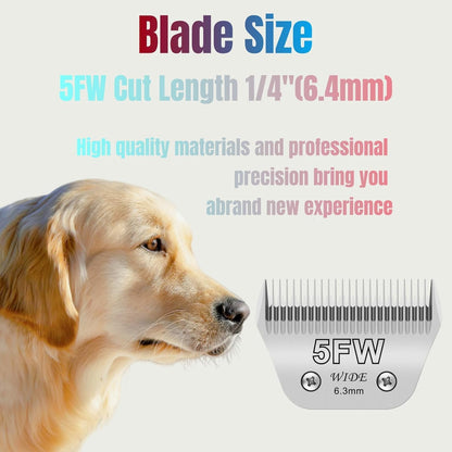 10W+7FW+5FW+4FW Wide Blades for Dog Grooming, Compatible with Ainds, Oster A5, Wahl Km10 and Other Series Clippers, Cut Length 1/16"(1.5mm) to 3/8" (9.5mm), Fit for Larger Animals