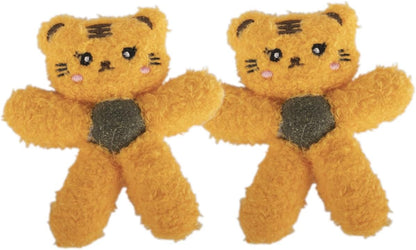 Cat Toys with Catnip Kitten Chew Bite Supplies Boredom Relief Fluffy Kitty Teeth Cleaning Chewing Cat Lovers Interactive Plush Gift (Tiger&Tiger)