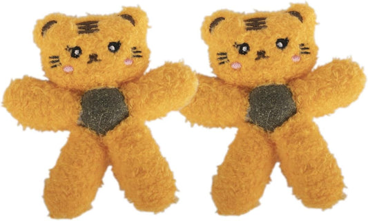 Cat Toys with Catnip Kitten Chew Bite Supplies Boredom Relief Fluffy Kitty Teeth Cleaning Chewing Cat Lovers Interactive Plush Gift (Tiger&Tiger)