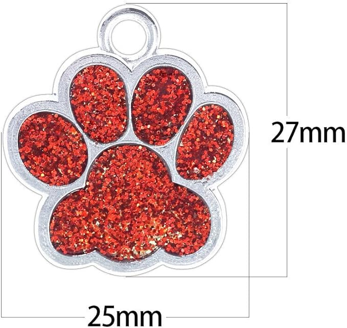 Cute Personalized Pet Name Tags for Cats/Dogs - Glitter Custom pet id tag, Dog id Tags Engraved for Pets, Customizable cat tag, pet Collar Charms, Dog Name tag (Paw-Shaped-Small: Black)