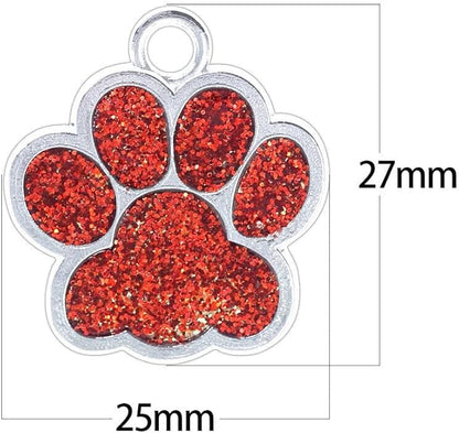 Cute Personalized Pet Name Tags for Cats/Dogs - Glitter Custom pet id tag, Dog id Tags Engraved for Pets, Customizable cat tag, pet Collar Charms, Dog Name tag (Paw-Shaped-Small: Purple)
