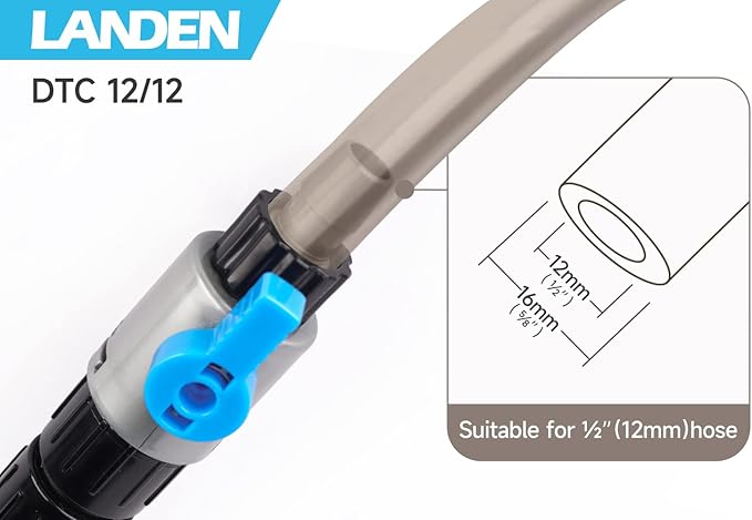 LANDEN Double Tab Connector for Aquarium, Canister Filter Hose Connector, Fish Tank Water Flow Control, Quick Release Valve,