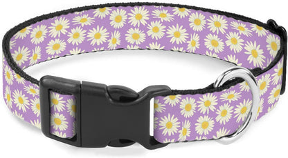 White Daisy Flower Purple Dog Collar Soft Pet Collars for Small Medium Large Breed Dogs Cats Puppy Kitten Terrier