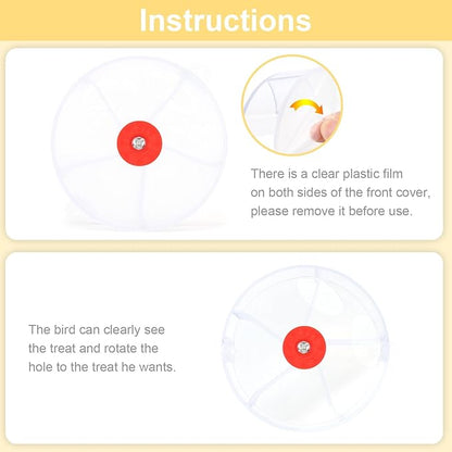 Bird Creative Foraging System Wheel Seed Food Ball Rotate Training Toy for Small and Medium Parrots Parakeet Cockatiel Conure (Clear)