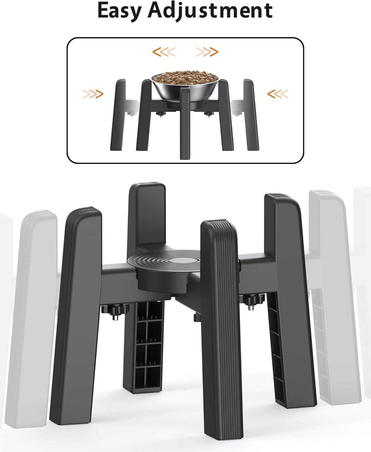 CZPET Elevated Dog Bowl, Raised Dog Bowl Stand with 51oz Stainless Steel Bowl Large Capacity, Size Adjustable & Anti-Slip Stand for Medium Dogs