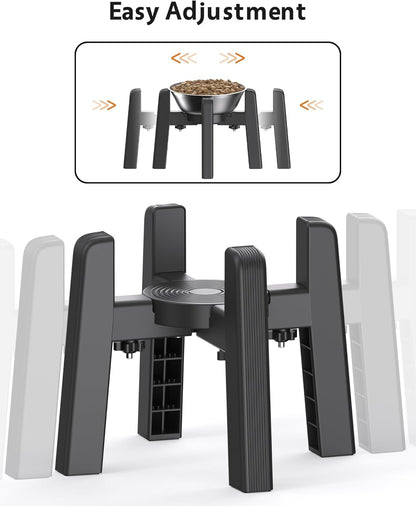 CZPET Elevated Dog Bowl, Raised Dog Bowl Stand with 51oz Stainless Steel Bowl Large Capacity, Size Adjustable & Anti-Slip Stand for Medium Dogs