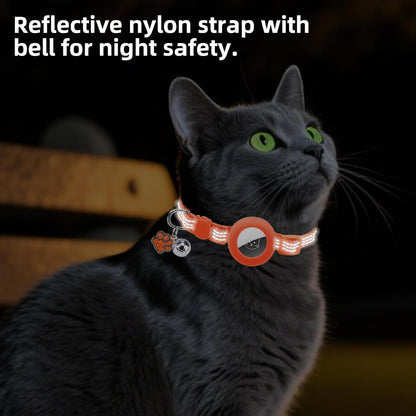 PUPTECK Airtag Cat Collar Breakaway 2 Pack with Bells, Reflective Kitten Collar with Air Tag Holder for Boy Girl Kitty and Puppies, Soft, Orange & Purple