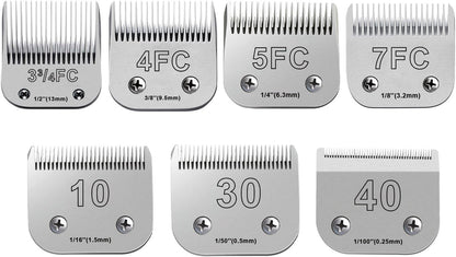 7PCS Dog Grooming Blades Compatible with Andis Dog Clippers,Dog Clipper Blades Compatible with Oster A5,Wahl km10 Dog Clippers for Animal Dog Cat Horse,Stainless-Steel Blade Sharp