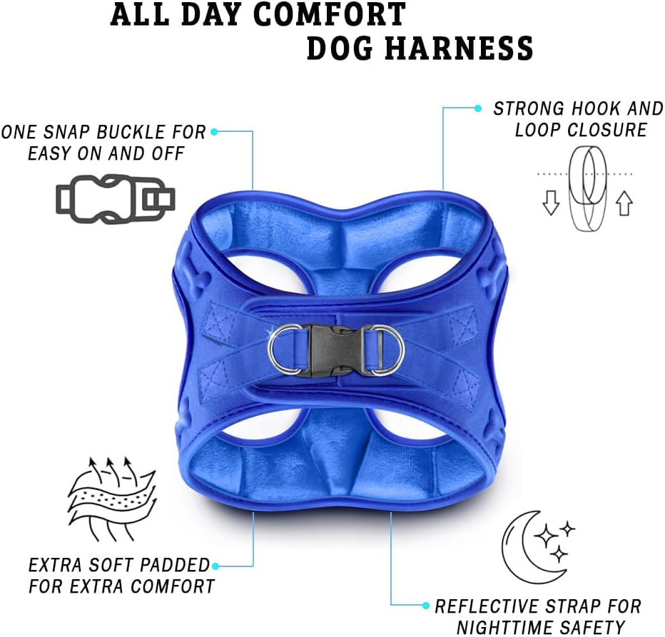 Comfort Fit No Pull Dog Harness – Adjustable Step-in Vest for Small, Medium & Large Dogs, Soft Padded with Leash Clips, Reflective Straps & Handle