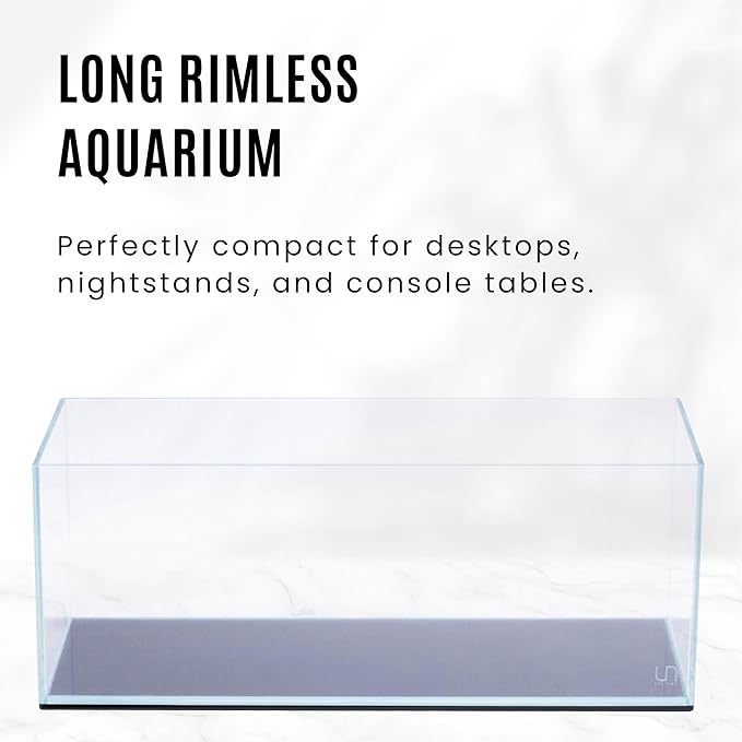 UNS Ultra Clear Rimless Tank - 3.4GAL | 13L - 17.71x6.69x6.69 | 45x17x17 CM, 5mm Glass Thickness, Leveling Mat Included - Low Iron, High Clarity Fish Tank w/ 45° Mitered Edge - [45L]
