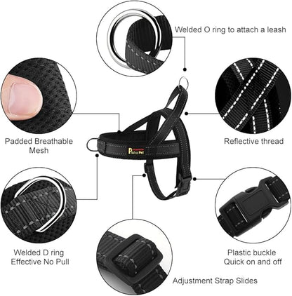 Plutus Pet No Pull Dog Harness with Breathable Mesh Padded, Adjustable Reflective Escape Proof Dog Harness, Quick Fit Dog Vest Harness for Small Medium Large Dogs(XXS, Black)