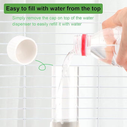 Hypeety Leak-Proof Bird Water Bottle for Cage Clear No Spill Automatic Parrot Water Dispenser with Spring Valve for Small Parrots Budgies Finches Cockatiels Lovebirds (White, 7.4 oz/220 ml)