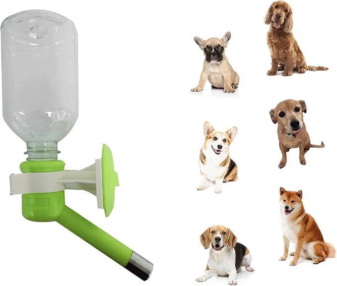 Choco Nose Patented No-Drip Dog Water Bottle/Feeder for Dogs/Cats and Other Small-Medium Sized Animals - for Cages, Crates or Wall Mount. 11.2 Oz. Mess Free Leak-Proof Nozzle 16mm, Apple Green (H590)