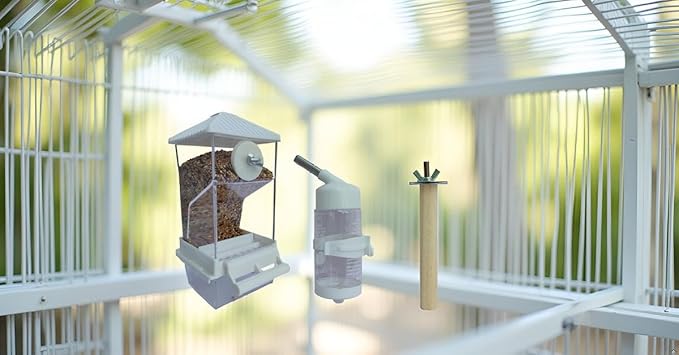 Automatic Bird Feeder for Cage(3ps) No Mess Bird Water Dispenser Clear No Spill Budgie Feeder Cage Accessories for Small Parrots, Cockatiels, Finches, Lovebirds (White Pointed tip 002)
