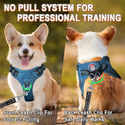 BARKBAY Dog Harness, Reflective Adjustable Puppy No Pull Harness, Breathable Soft, X-Small, Blue/Black