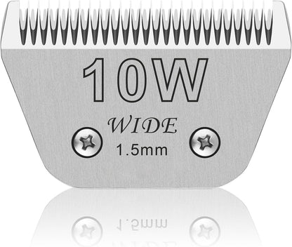 10W Wide Pet Dog Grooming Detachable Blades,Compatible with Andis,Oster A5,Wahl KM10 Clippers,Cut Length 1/16"(1.5mm),Fit for Larger Animals