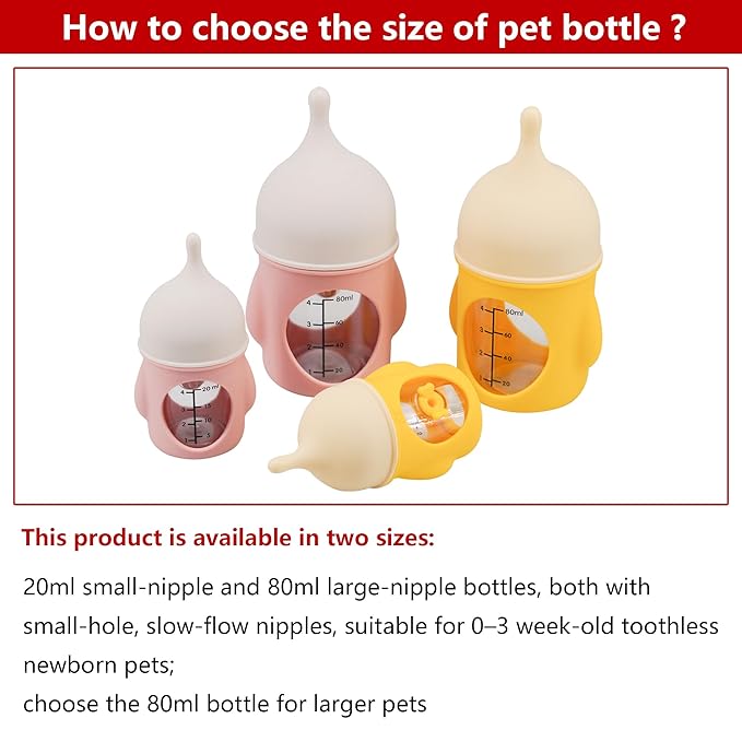 Puppy Bottles for Nursing，Kitten Bottles for Nursing，Pet Feeding Bottle，(Yellow- 20ml)