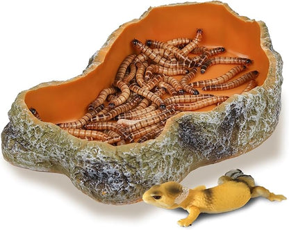 IBWell 7 Inch Reptile Food Dish Escape Proof Reptile Feeding Dish Resin Reptile Water Food Bowl for Bearded Dragon Chameleon Frog Snake Turtle Leopard Gecko