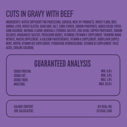 A Strong Heart Wet Dog Food, Cuts in Gravy with Beef - 13.2 oz Cans (Pack of 12), Made in The USA with Real Beef