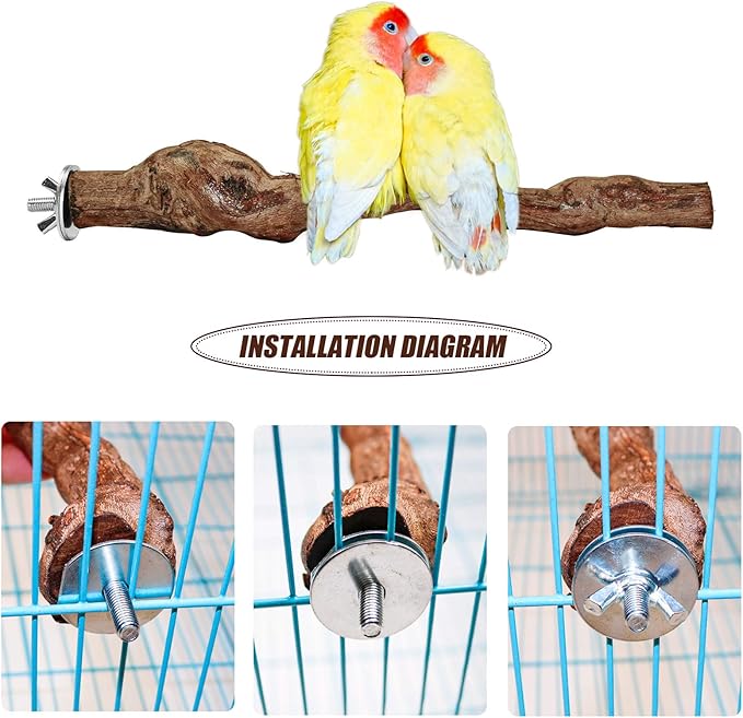 2 Packs Parrot Perch Stand,Natural Grapevine Wood Perch Parrots Cage Perch Toys Suitable for Small or Medium Parrots Parakeets Cockatiels Conures Lovebirds in Cage Accessories Supplies (Style-1)