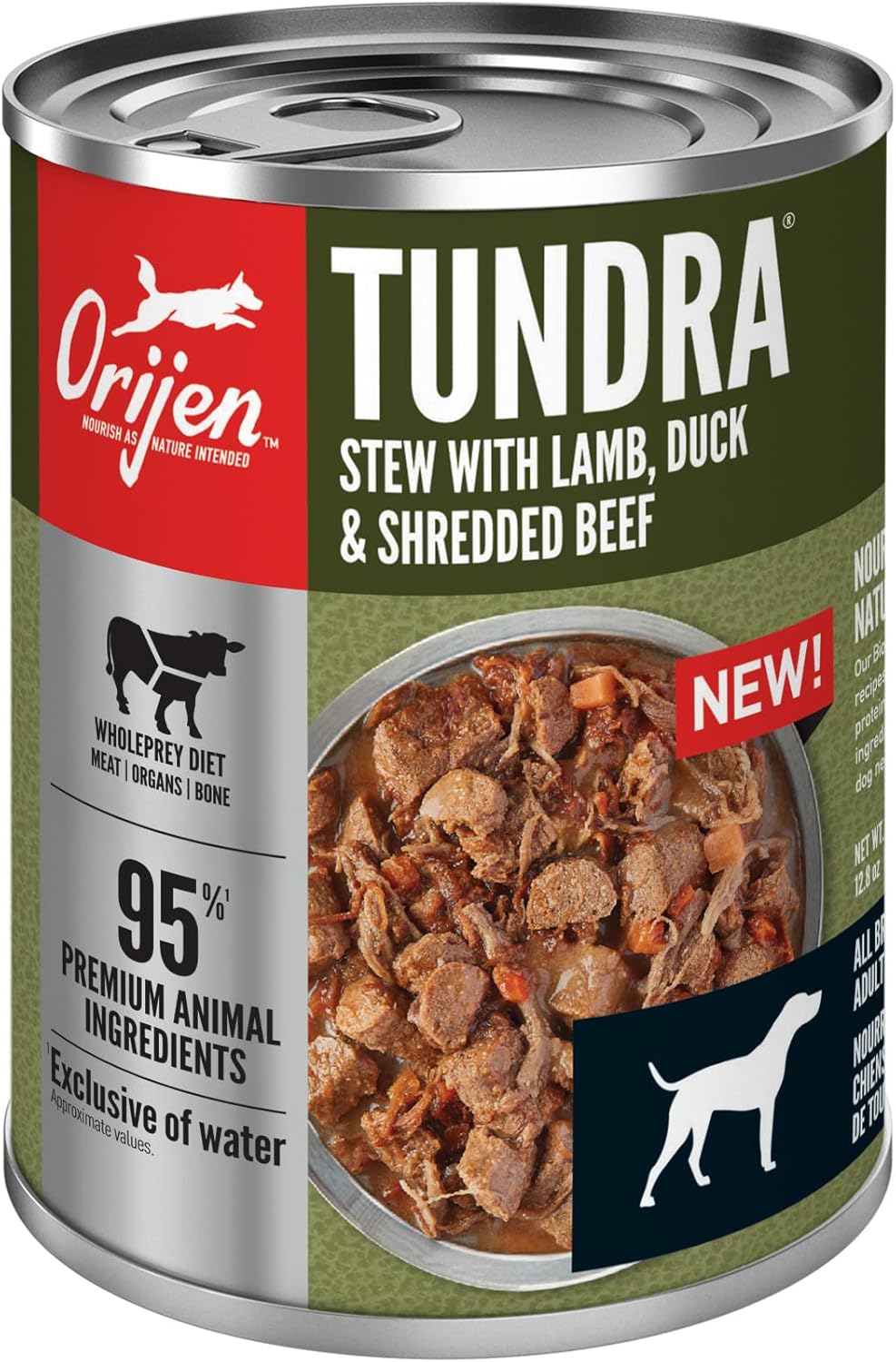 ORIJEN Real Meat Shreds, Grain-Free, Tundra Stew, Premium Wet Dog Food