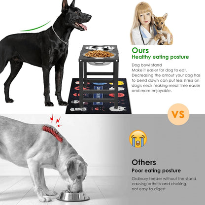 Metal Elevated Dog Bowl for Large 𝐋𝐚𝐫𝐠𝐞 Raised Bowl Stand with Sprill Proof Mat and 2000ML Pet Bowls, Food & Water Bowls 16" Tall Dog Feeder for Large Breed