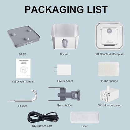 Stainless Steel Cat Water Fountain 135oz/4L:Battery Operated Wireless Cat Fountains for Drinking Indoor, Automatic Pet Water Dispenser with Ultra Quiet Pump,Multi-Filtration,Easy Clean BPA-Free