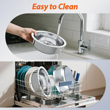 Stainless Steel Dog Bowls with Suction Base 2 Pack,Non-Slip Pet Food and Water Bowls Set with One Slow Feeder Insert for Tile/Hardwood/Smooth Floors