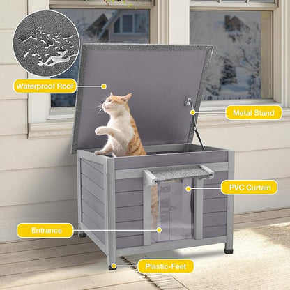 Aivituvin Outdoor Cat House Weatherproof Feral Cat Shelter for Winter Outside Kitty Condo Small Animal Bed