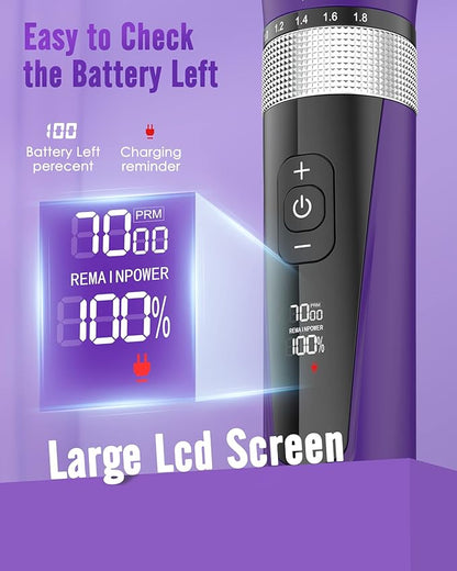 oneisall Cat Grooming Clippers for Matted Long Hair, 5-Speed Cat Grooming Kit Cordless Low Noise Pet Hair Clipper Trimmer Shaver for Dogs Cats Animals (Purple)