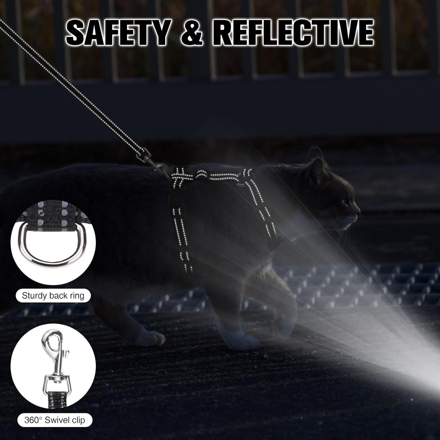 BEAUTYZOO Cat Harness, Escape Proof Cat Leash and Harness Set for Walking, Soft Breathable Vest Harness with Safety Neck Adjustable, Reflective Easy-Control Kitten Harness for Cats (Bee Design)