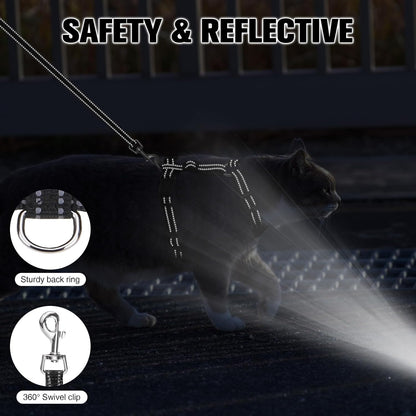 BEAUTYZOO Cat Harness, Escape Proof Cat Leash and Harness Set for Walking, Soft Breathable Vest Harness with Safety Neck Adjustable, Reflective Easy-Control Kitten Harness for Cats (Bee Design)