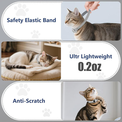 AirTag Cat Collar, Ultra Elastic Cat Tracker Collar, Airtag Holder Compatible with Apple Air Tag, [Lightweight & Scratch Resistant] Adjustable Stepless GPS Pet Collar for Cats Kittens, Grey