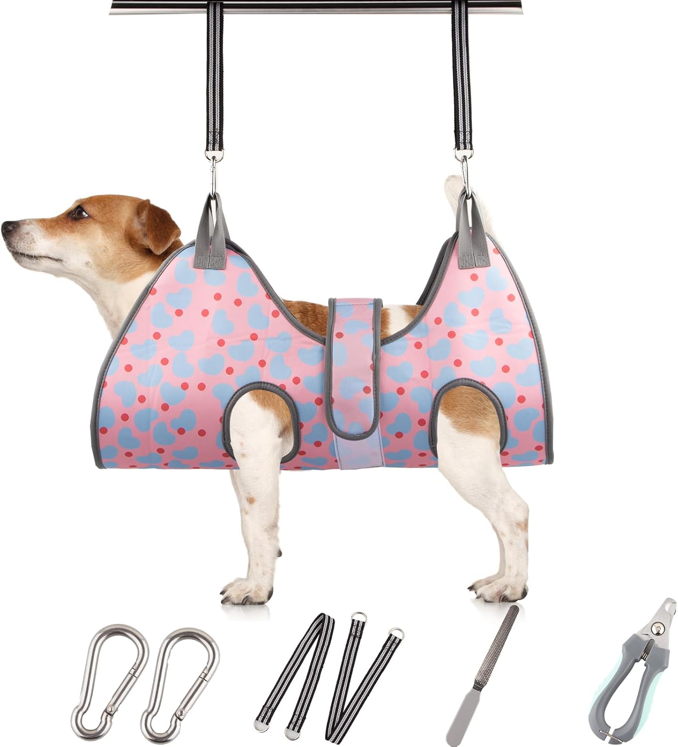 Dog Grooming Hammock for Small Dogs & Cats, Dog Grooming Harness for Nail Trimming, Pet Grooming Sling Helper with Nail Clippers/Nail Trimmers