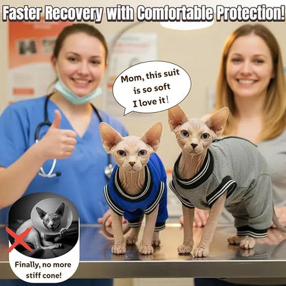 T'CHAQUE Cat Clothes Surgery Recovery Suit for Female Male, Cat Onesie Pet Surgical Pajamas Long Sleeve, Abdominal Wound Healing, E-Collar Alternative, Spay/Neuter Recovery Garment-Burgundy-L