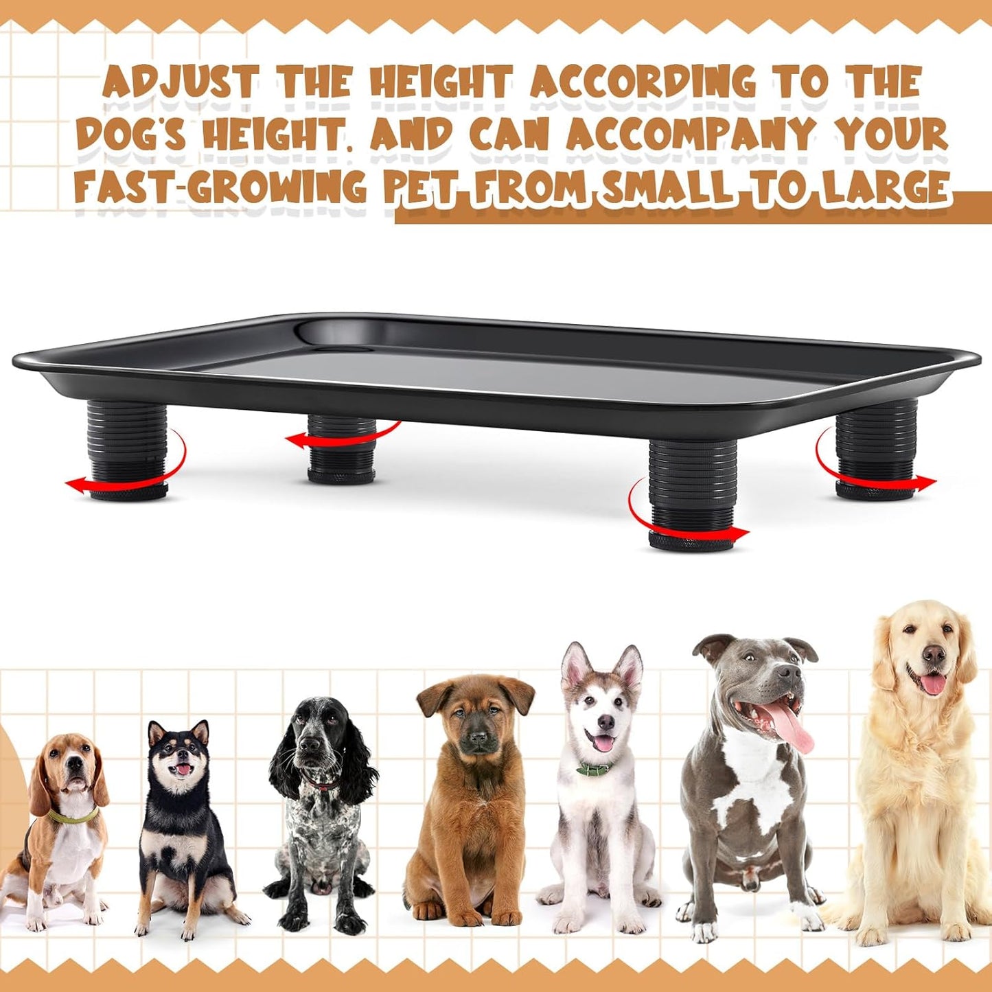 Marsui Ant Proof Cat Dog Bowl Tray - Waterless, Height Adjustable Legs for Pet Neck Comfort No Pest Pet Food Feeding Station, Kitchen Sweets & Trash Ant Barrier(43mm-75mm)